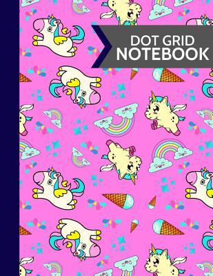 Read Online Dot Grid Notebook: Unicorns and Rainbows with Ice Cream Softcover Paperback Dot Grid Journal for Girls and Teens -  | PDF