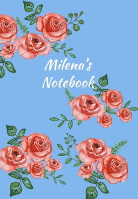 Download Milena's Notebook: Personalized Journal - Garden Flowers Pattern. Red Rose Blooms on Baby Blue Cover. Dot Grid Notebook for Notes, Journaling. Floral Watercolor Design with First Name -  | PDF