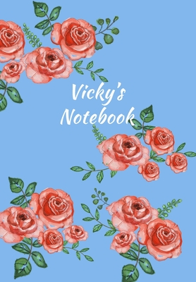 Download Vicky's Notebook: Personalized Journal - Garden Flowers Pattern. Red Rose Blooms on Baby Blue Cover. Dot Grid Notebook for Notes, Journaling. Floral Watercolor Design with First Name -  | ePub